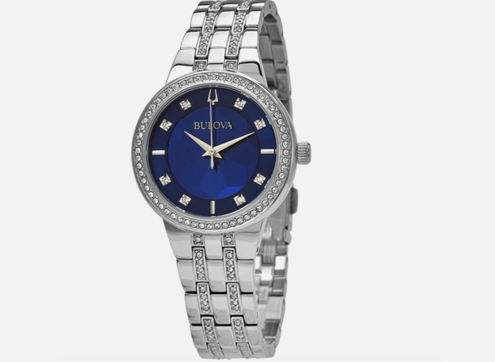Bulova Ladies Phantom Quartz Crystal Blue Dial Watch - 96L276 NEW